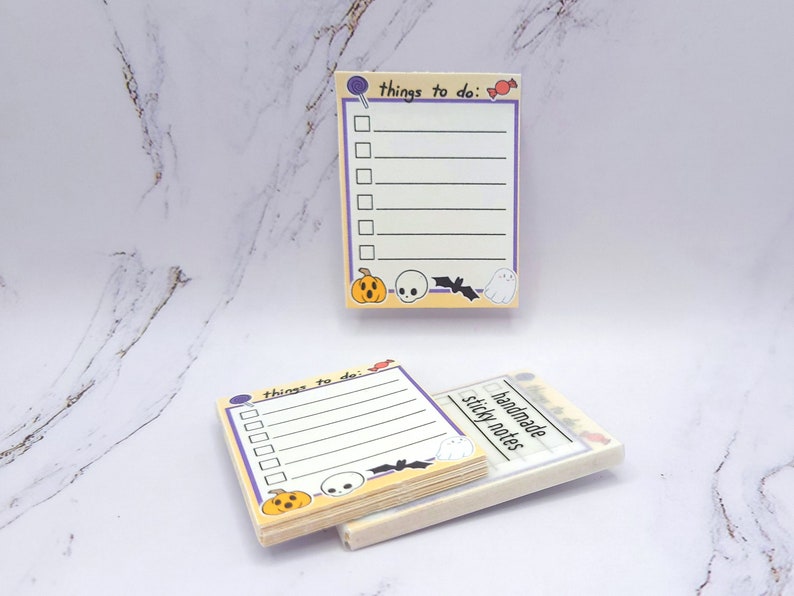 Trick or Treat handmade memo pad and sticky notes 48 sheets Checklist sticky
