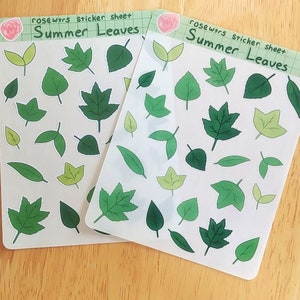 Summer / Autumn Leaves sticker sheet sheet of 24 Summer Leaves