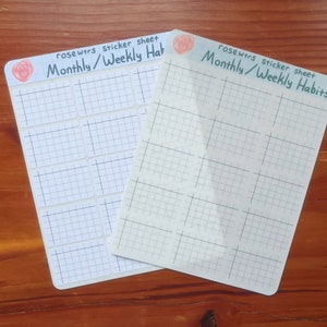 Weekly and Monthly Habit Tracker sticker sheet functional planner stickers for bullet journals Monthly