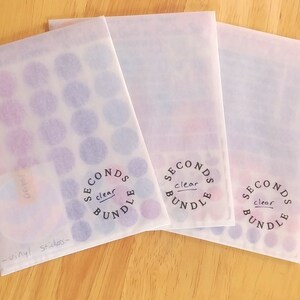 Seconds Bundle surprise packs b-grade sticker sheets die cut sticker packs oops sticker bags Clear matte