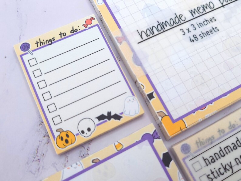 Trick or Treat handmade memo pad and sticky notes 48 sheets image 3