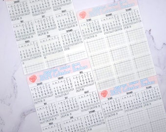 2024 Mini Bullet Journal Calendar Stickers | Dated monthly calendar stickers for planners and bujos | 2 sheets of 27 stickers