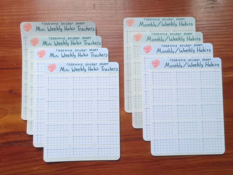 Weekly and Monthly Habit Tracker sticker sheet functional planner stickers for bullet journals image 1