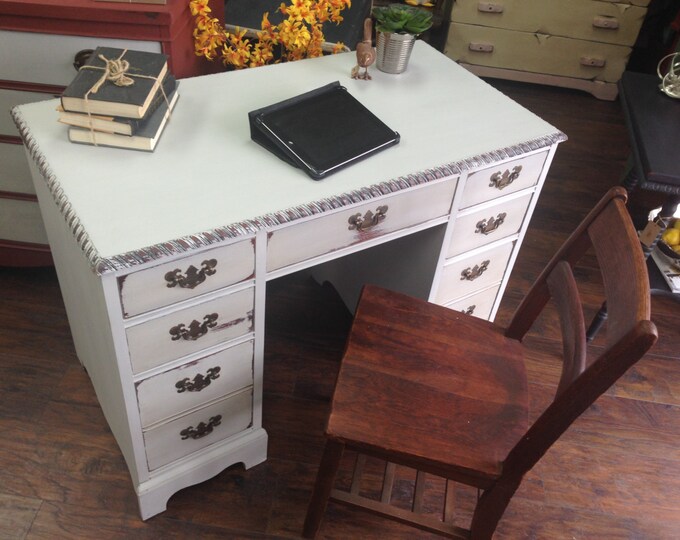 Small Vintage Desk, 7 Drawer Desk, Shabby Chic Etsy