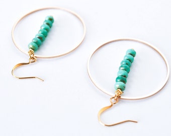 Turquoise Hoop Earrings - Nickle Free - Hypoallergenic