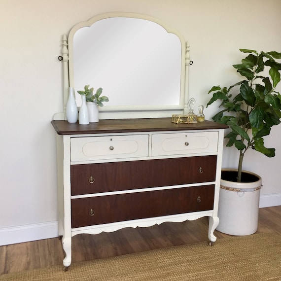 White Antique Dresser Farmhouse Furniture Etsy