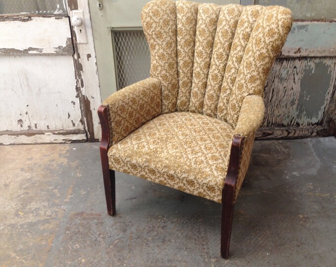 Vintage Channel Back Chair, Upholstered Armchair Etsy