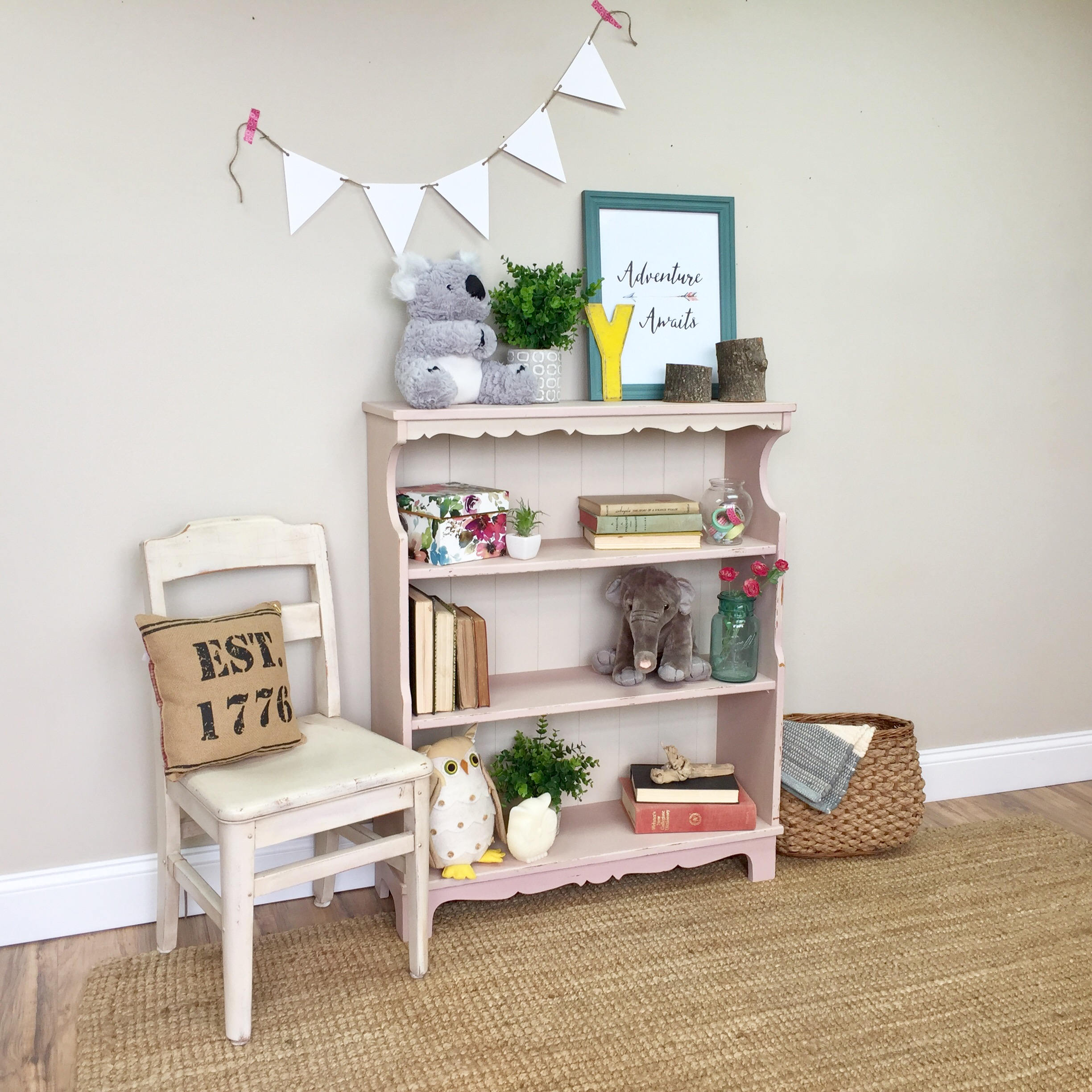 Shabby Chic Bookcase Country Cottage Furniture Pink Bookshelf 1