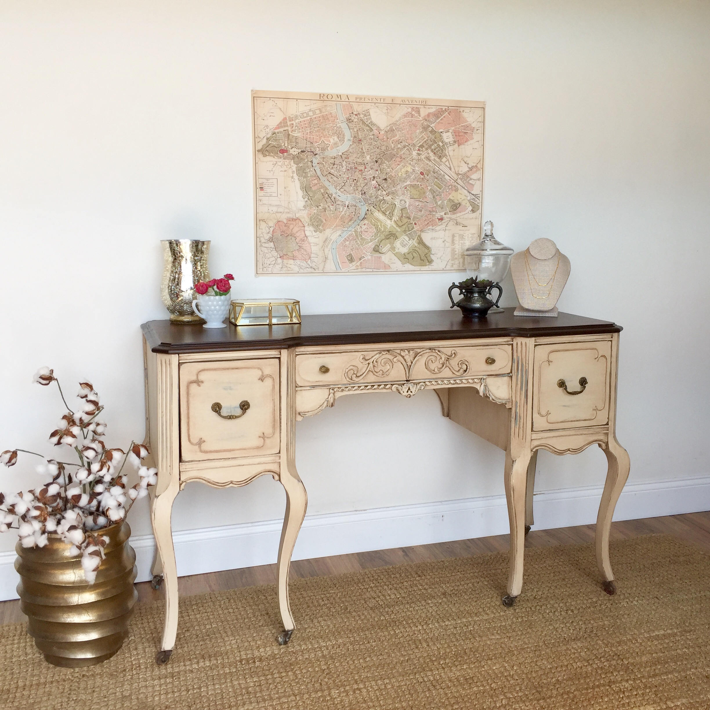 Shabby Chic Desk French Provincial Vintage Vanity Writing 1