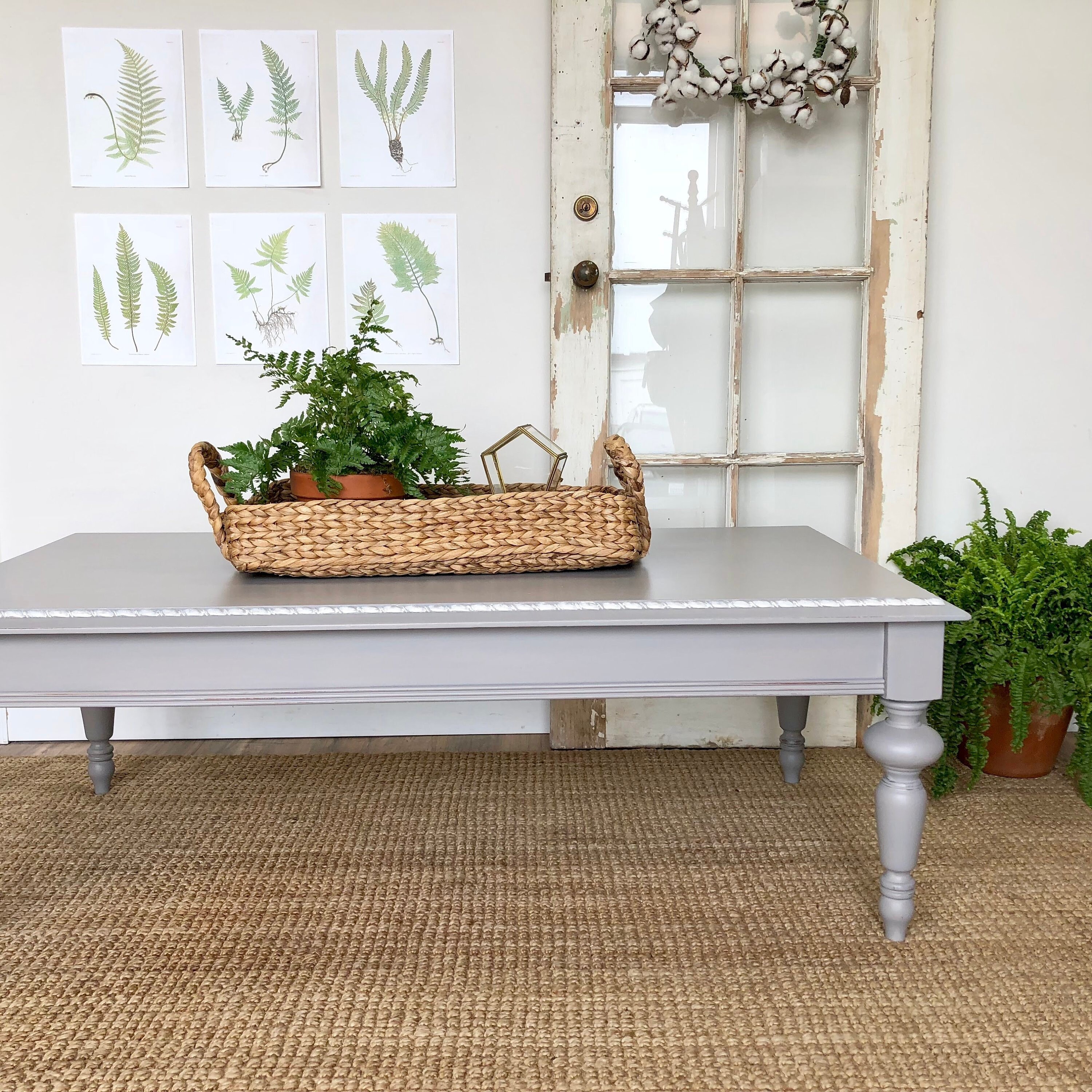 Large Gray Coffee Table Farmhouse Furniture Rectangular | Etsy