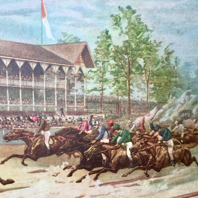 Equestrian Decor Currier and Ives Print Horse Racing Etsy