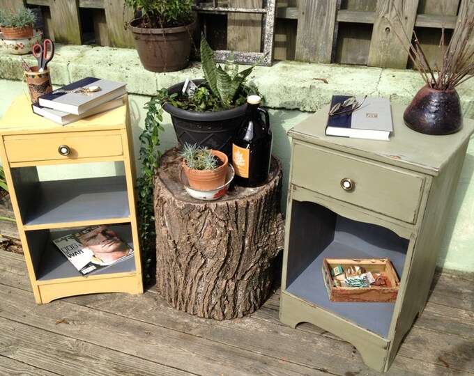 Small Chalk Painted Night Stands Set of Two Etsy