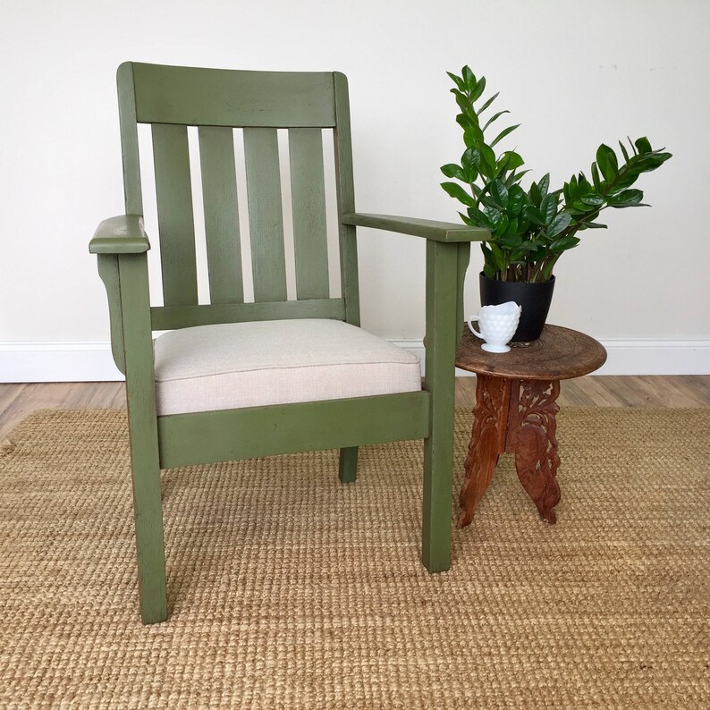 Green Mission Style Arm Chair Home Office Furniture Etsy