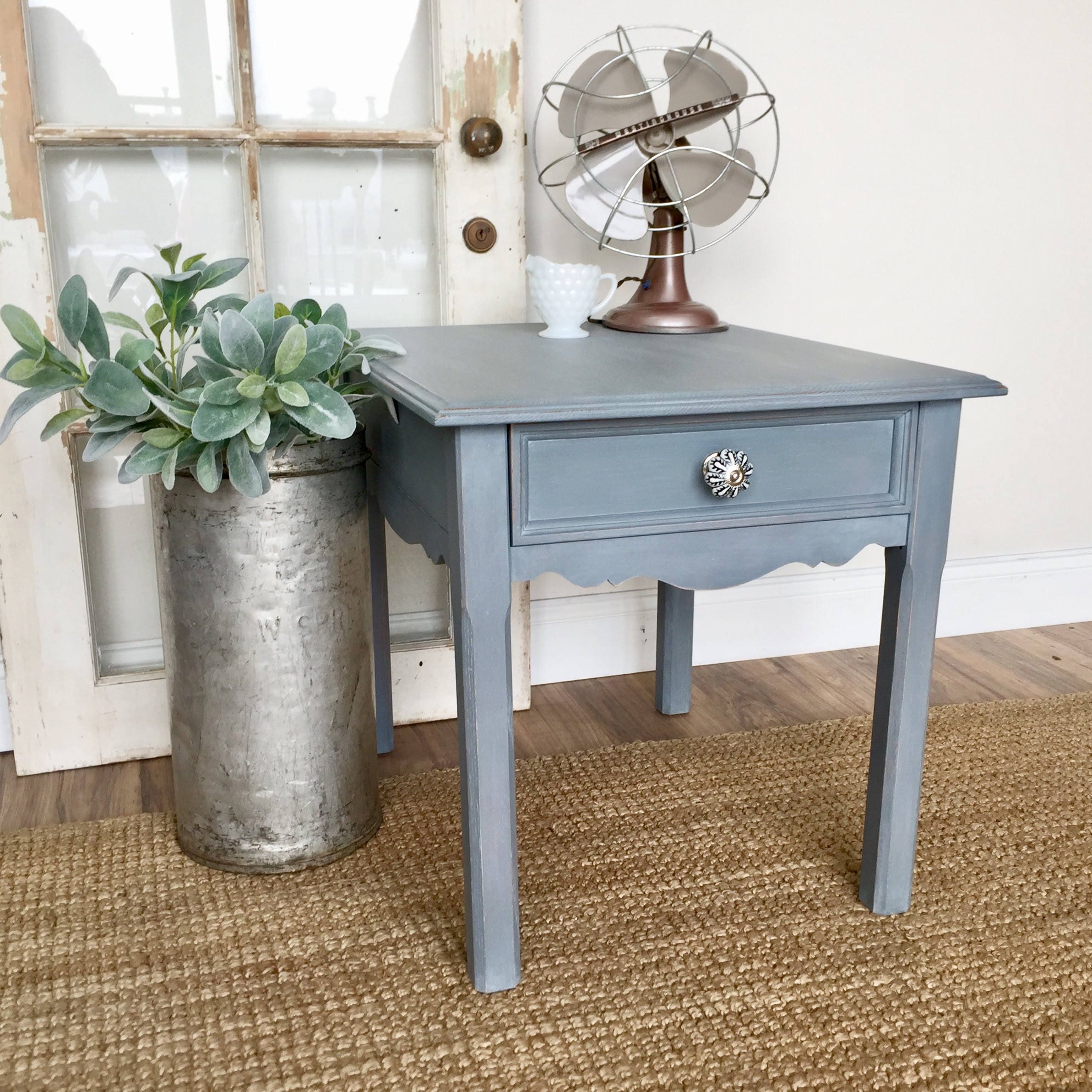 Small Blue Gray End Table Distressed Wooden Side Living Small Blue Gray End Table Distressed Wooden Side Living Room Or Nightstand