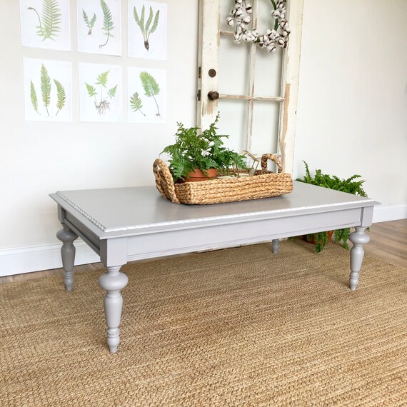 Large Gray Coffee Table Farmhouse Furniture Rectangular Etsy