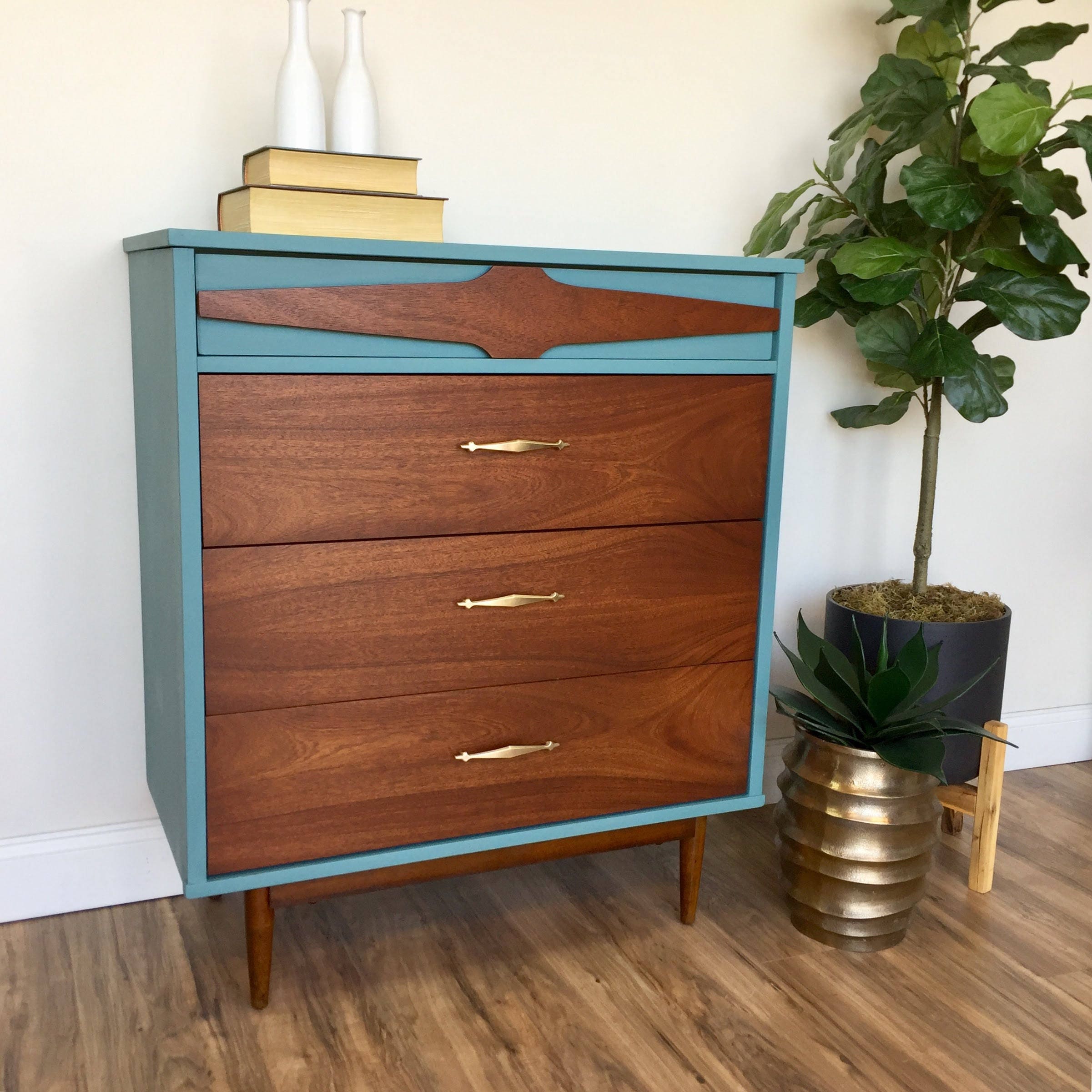 Teal Dresser - Mid Century Modern - Vintage Chest of Drawers ...