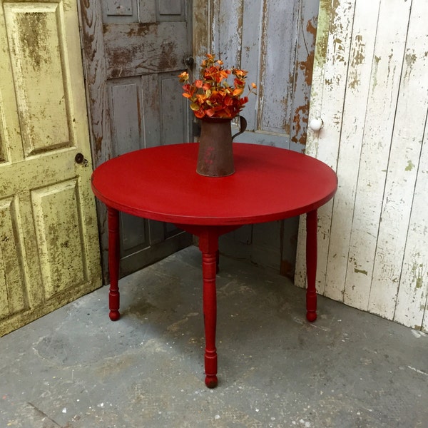 Small Dining Table, Red Kitchen Table, Small Round Dining Table, Painted Furniture