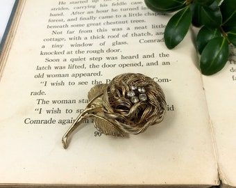 Gold Rose Brooch - Vintage Pin - Mid Century Jewelry