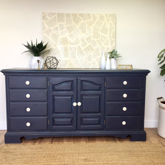 Navy Blue Long Dresser Baby Nursery Furniture Etsy