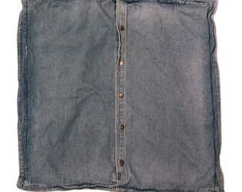 Vintage 90s Lauren Ralph Lauren 100% Cotton Denim Blue Jean Euro Pillow Sham 26x26 Metal RL Button Closure