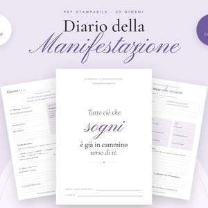 Diario della Manifestazione Stampabile 30 Giorni, Journal Legge di Attrazione PDF A4, Planner Gratitudine e Obiettivi, Metodo 369