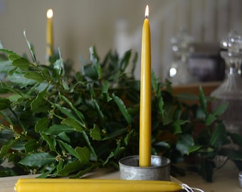 Hand Dipped Beeswax Taper Candles - 100% Pure - Dining Candles (Pair)