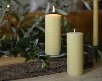 2 X 100% pure BEESWAX Candles - pillar candle Hand Rolled