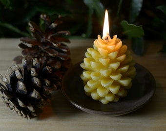 Handmade Beeswax Fir Cone Candle: Natural Air Purifying Candle