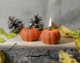 Halloween Pumpkin Candles | 2 Beeswax Pumpkin Candle