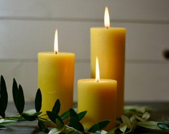 Beeswax Solid Pillar Candles | Three sizes