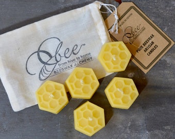 Honeycomb Beeswax Tea-lights: Set of 5 Pure Beeswax Candles
