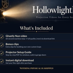 Gruselige Nonne – Halloween-Projektionsvideo, Dämonische Nonne mit roten Augen – Schreckmoment, Fensterprojektor-Loop, Gruselige Halloween-Deko, HD-Download Bild 5