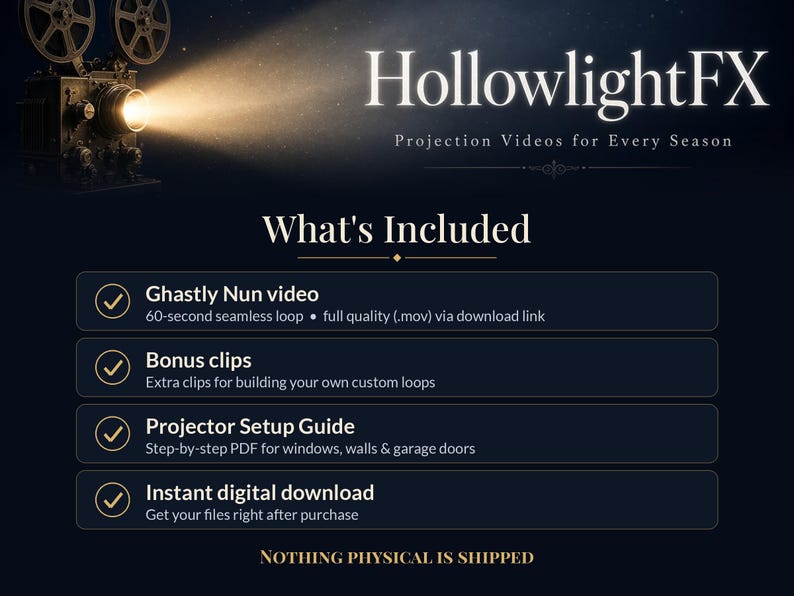 Gruselige Nonne – Halloween-Projektionsvideo, Dämonische Nonne mit roten Augen – Schreckmoment, Fensterprojektor-Loop, Gruselige Halloween-Deko, HD-Download Bild 5