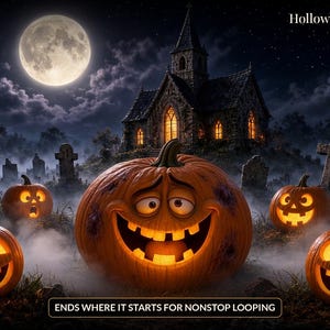 Halloween Window Projection Video, Talking Pumpkins Projector Loop, Funny Halloween Decoration, Last Minute Decor, Instant Download image 6