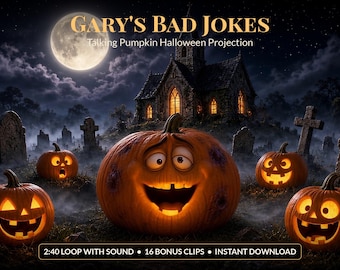 Halloween-Fensterprojektion-Video, sprechende Kürbisse als Projektor-Loop, lustige Halloween-Dekoration, Last-Minute-Deko, Sofort-Download