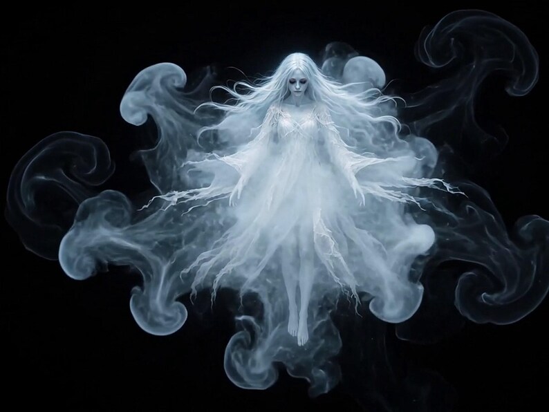 Wailing Banshee Halloween Projection Video, Screaming Ghost Woman Jump Scare, Window Projector Loop, Scary Halloween Decor, HD Download Bild 4