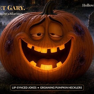 Halloween Window Projection Video, Talking Pumpkins Projector Loop, Funny Halloween Decoration, Last Minute Decor, Instant Download image 2