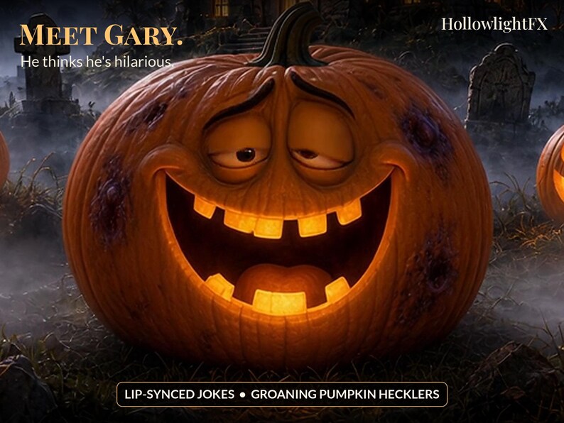 Halloween Window Projection Video, Talking Pumpkins Projector Loop, Funny Halloween Decoration, Last Minute Decor, Instant Download image 2