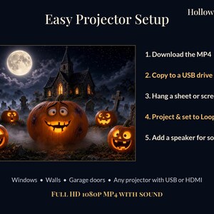 Halloween Window Projection Video, Talking Pumpkins Projector Loop, Funny Halloween Decoration, Last Minute Decor, Instant Download image 5