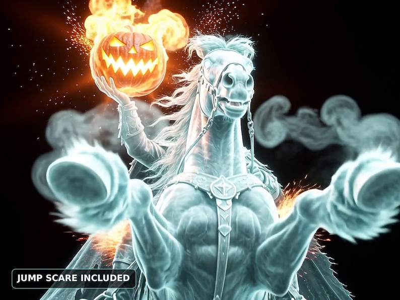 Headless Horseman Halloween Window Projection Video, Instant Download, Last Minute Halloween Decor, Seamless Projector Loop + 7 Bonus Clips image 5
