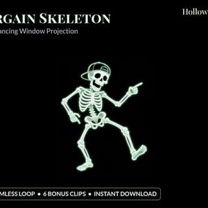 Bargain Skeleton Breakdancing Skeleton Halloween Projection Video, Funny Dancing Skeleton Window Projector Loop, HD Digital Download