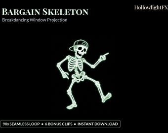Günstiges Skelett-Breakdance-Skelett-Halloween-Projektionsvideo, lustige tanzende Skelett-Fensterprojektor-Schleife, HD-Digitaldownload