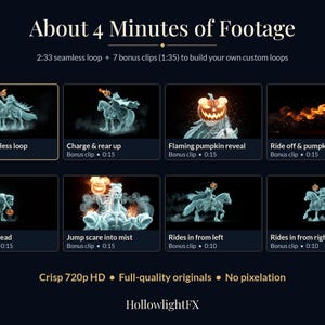 Headless Horseman Halloween Window Projection Video, Instant Download, Last Minute Halloween Decor, Seamless Projector Loop + 7 Bonus Clips image 2
