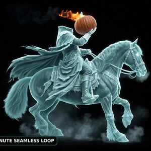Headless Horseman Halloween Window Projection Video, Instant Download, Last Minute Halloween Decor, Seamless Projector Loop + 7 Bonus Clips image 4