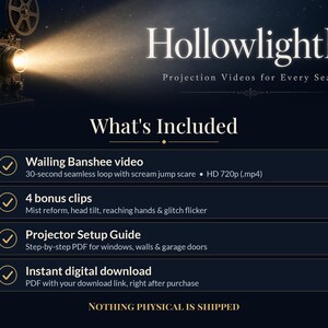 Wailing Banshee Halloween Projection Video, Screaming Ghost Woman Jump Scare, Window Projector Loop, Scary Halloween Decor, HD Download Bild 5