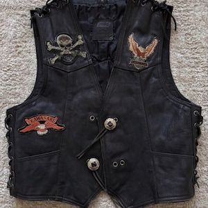 Chaleco de cuero para hombre hecho a mano, chaleco de motociclista personalizado con parches, chaleco de cuero negro para club, chaleco de motociclista, regalo para él.