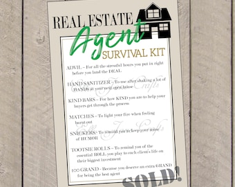 Real Estate Agent Survival Kits, Realtor Kit, Realtor Survival Kit, Real Estate Gifts- PDF file Survival Kit- INSTANT download PDF