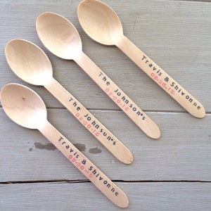 Wedding Personalized Wooden Ice Cream Party or Party Favor Spoons or Forks, Wooden Utensils (20), Rustic Wedding Vintage