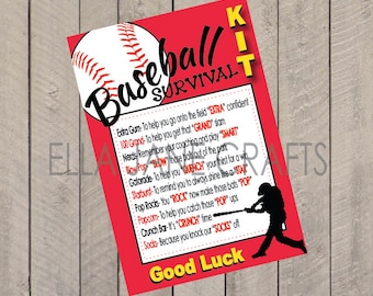Baseball Survival Kits- Baseball Gifts, Baseball Gift Tag, Baseball Team Gift- PDF file Instant Download Survival Kit