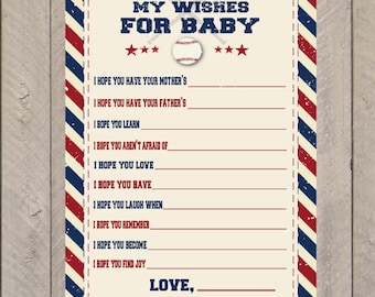 Deseos de baby shower de béisbol PDF Descarga instantánea- Juegos de baby shower